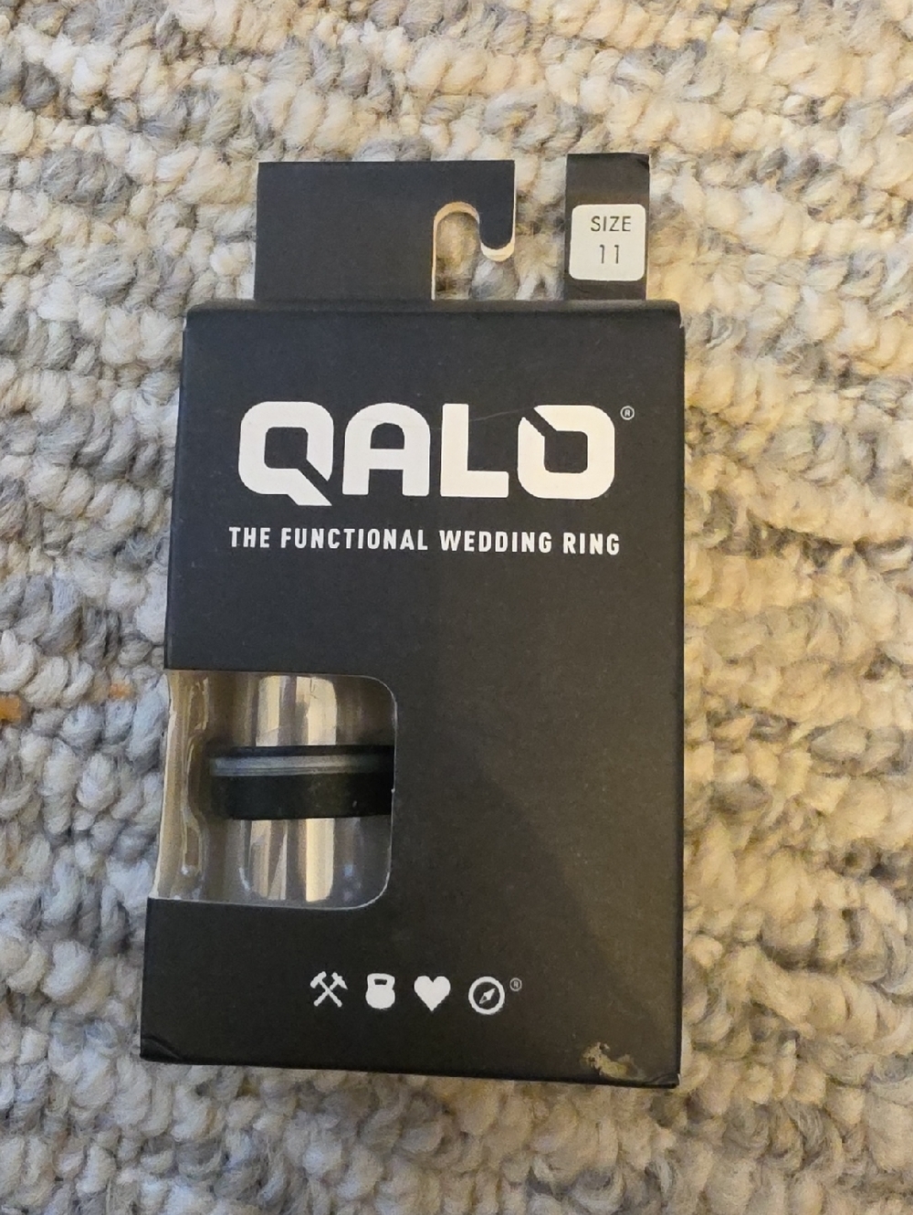 QALO Black Silicone Ring for Men - Size 11